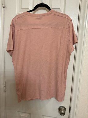 Women’s Diesel Dusty Pink Slub Knit V‑Neck Short Sleeve Casual Tee
